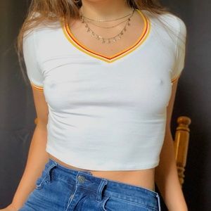 Retro White Crop Top